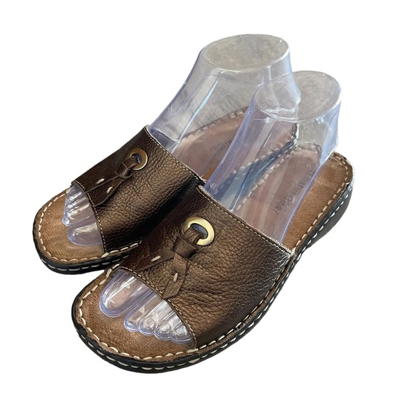 Naturalizer Women’s Brown Leather Slide Sandals Size 6 - Picture 6 of 10